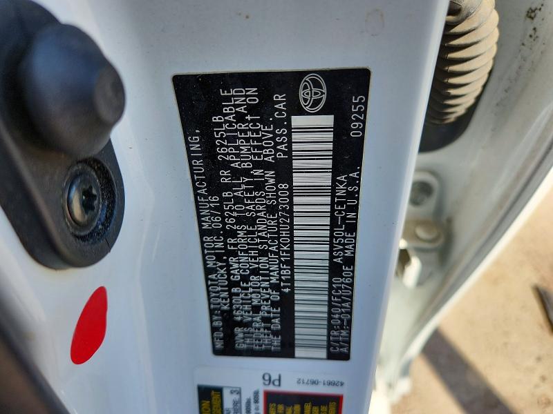 Aukcja sprzedaży 2017 Toyota Camry, vin: 4T1BF1FK0HU273008, numer aukcji: 54499196