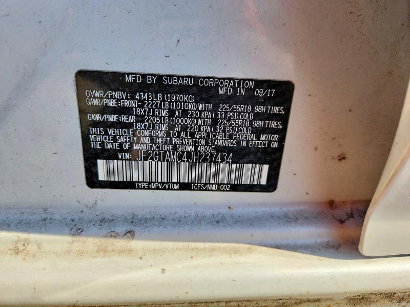 Aukcja sprzedaży 2018 Subaru Crosstrek, vin: JF2GTAMC4JH237434, numer aukcji: 52175406