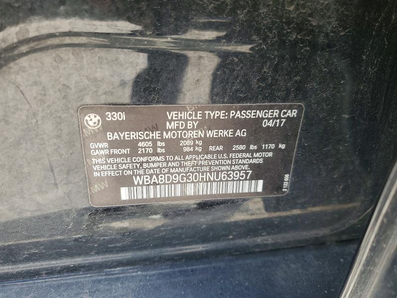 54312766 :رقم المزاد ، WBA8D9G30HNU63957 vin ، 2017 Bmw 330 مزاد بيع