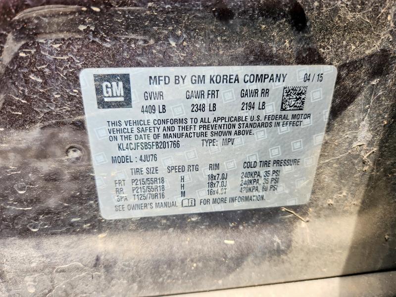 2015 Buick Encore მანქანა იყიდება აუქციონზე, vin: KL4CJFSB5FB201766, აუქციონის ნომერი: 53958696