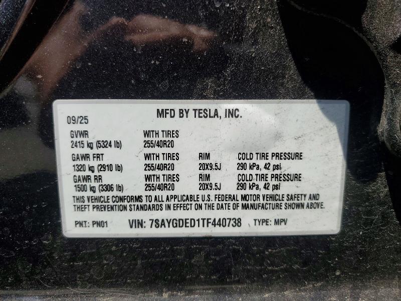 Aukcja sprzedaży 2026 Tesla Model Y, vin: 7SAYGDED1TF440738, numer aukcji: 53125136