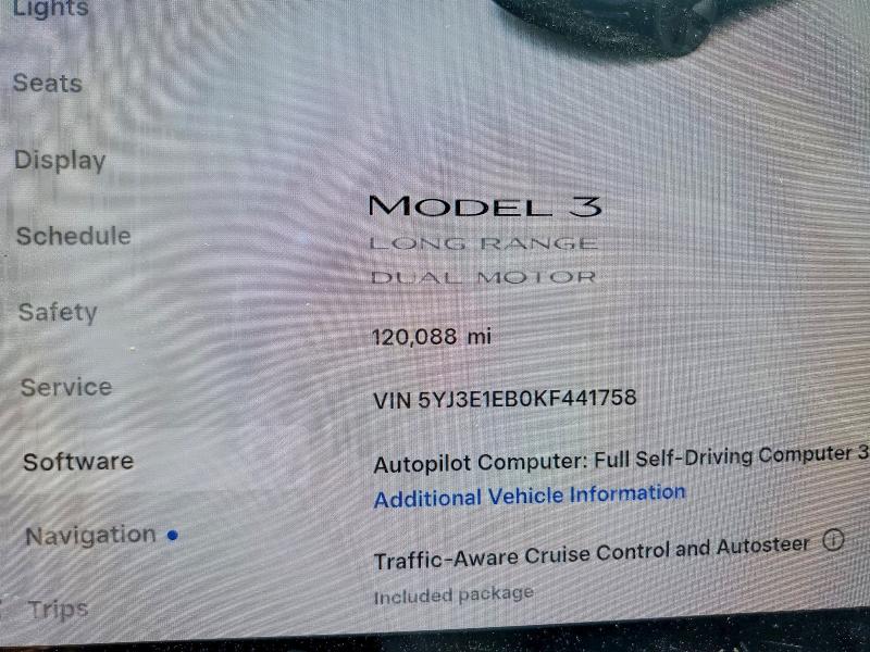 2019 Tesla Model 3 მანქანა იყიდება აუქციონზე, vin: 5YJ3E1EB0KF441758, აუქციონის ნომერი: 55001496