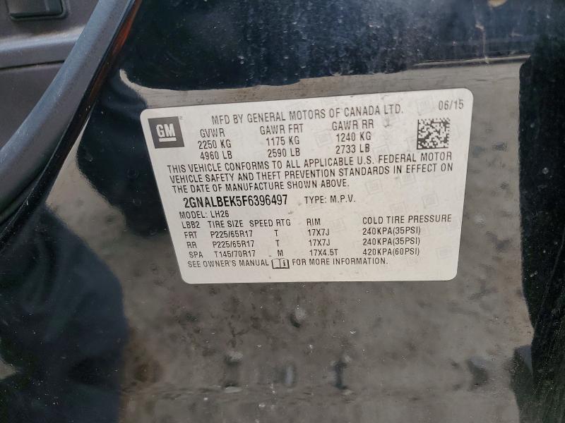 52499946 :رقم المزاد ، 2GNALBEK5F6396497 vin ، 2015 Chevrolet Equinox مزاد بيع