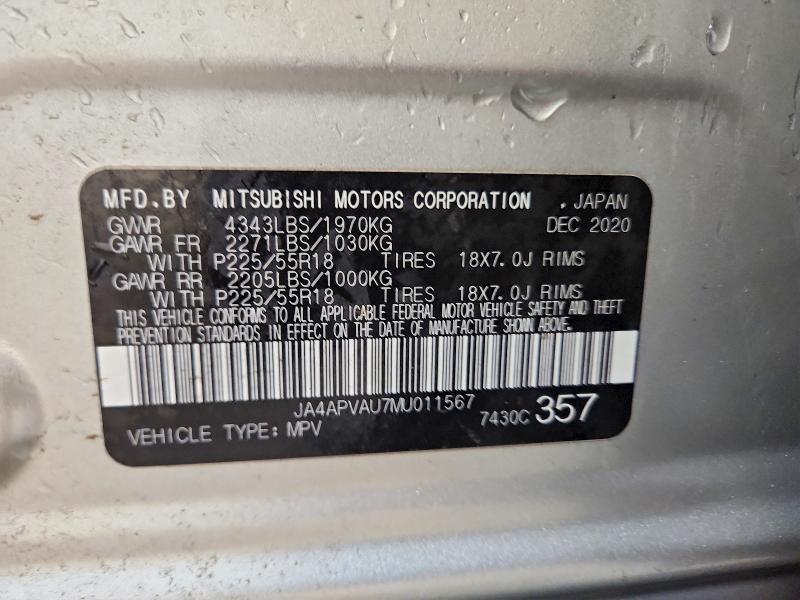 Aukcja sprzedaży 2021 Mitsubishi Outlander Sport, vin: JA4APVAU7MU011567, numer aukcji: 52268116