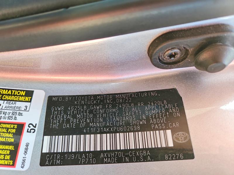 Aukcja sprzedaży 2023 Toyota Camry, vin: 4T1F31AKXPU602698, numer aukcji: 51896596