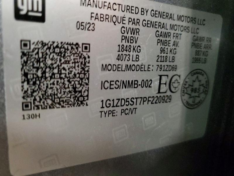 53811986 :رقم المزاد ، 1G1ZD5ST7PF220929 vin ، 2023 Chevrolet Malibu مزاد بيع