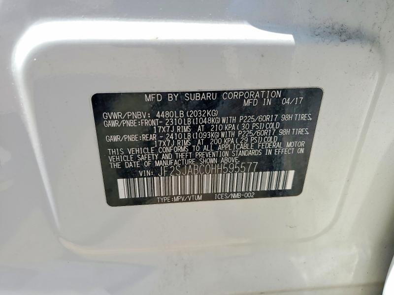 51910336 :رقم المزاد ، JF2SJABC0HH595577 vin ، 2017 Subaru Forester مزاد بيع