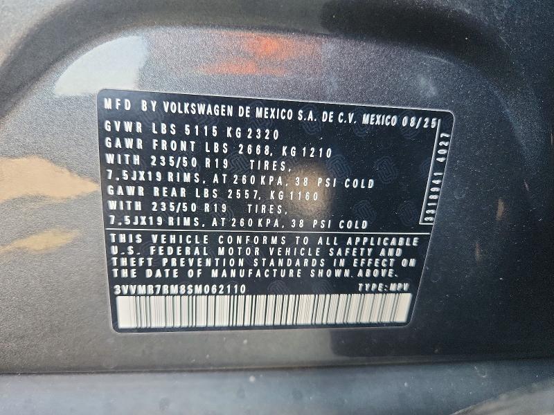 54060296 :رقم المزاد ، 3VVMR7RM8SM062110 vin ، 2025 Volkswagen Tiguan مزاد بيع