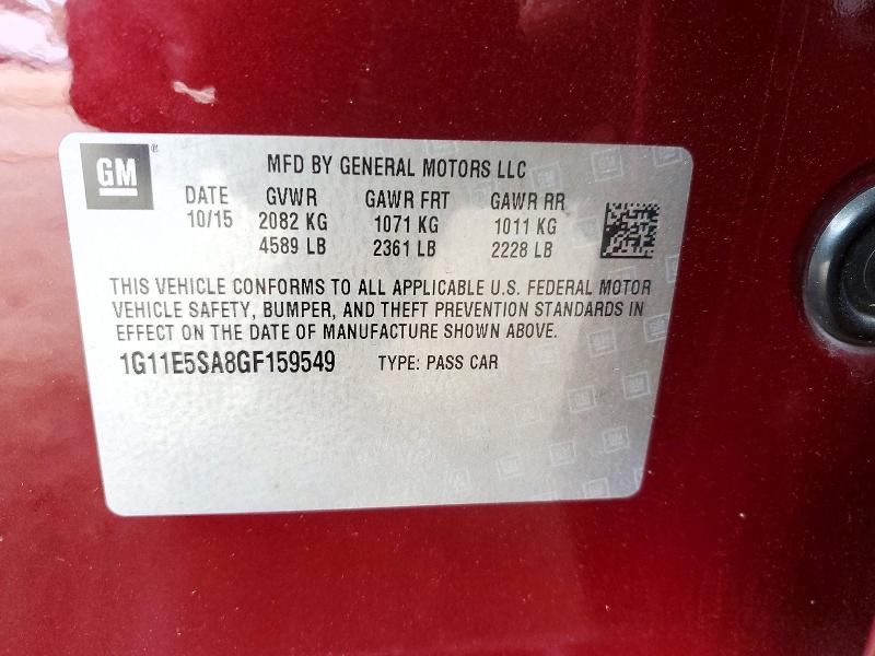 2016 Chevrolet Malibu Limited მანქანა იყიდება აუქციონზე, vin: 1G11E5SA8GF159549, აუქციონის ნომერი: 54281166