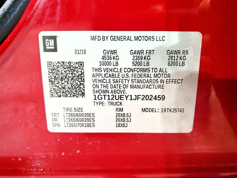Продаж на аукціоні авто 2018 Gmc Sierra, vin: 1GT12UEY1JF202459, номер лоту: 55495486