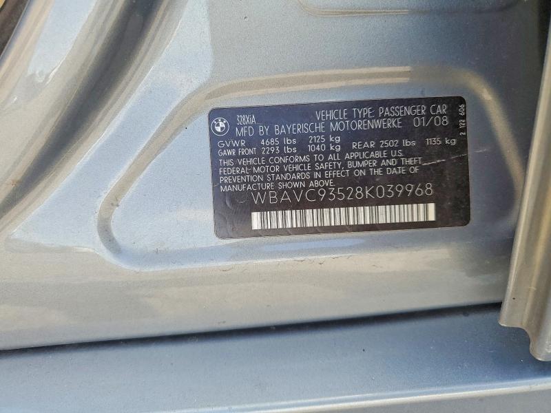 53762626 :رقم المزاد ، WBAVC93528K039968 vin ، 2008 Bmw 328 مزاد بيع