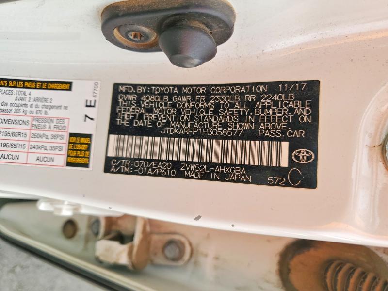 2017 Toyota Prius Prime მანქანა იყიდება აუქციონზე, vin: JTDKARFP1H3058577, აუქციონის ნომერი: 53825616
