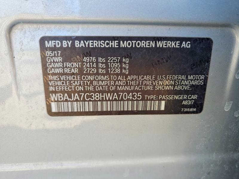 Продажа на аукционе авто 2017 Bmw 530, vin: WBAJA7C38HWA70435, номер лота: 51615646