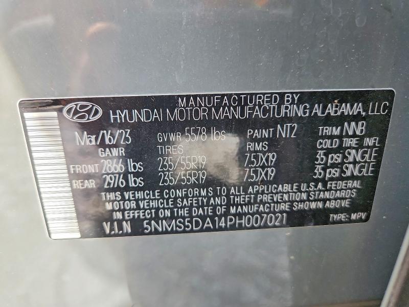 2023 Hyundai Santa Fe მანქანა იყიდება აუქციონზე, vin: 5NMS5DA14PH007021, აუქციონის ნომერი: 55383286