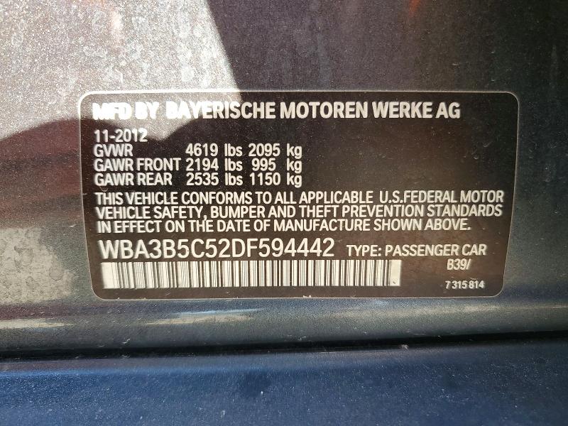 2013 Bmw 328 მანქანა იყიდება აუქციონზე, vin: WBA3B5C52DF594442, აუქციონის ნომერი: 52324786