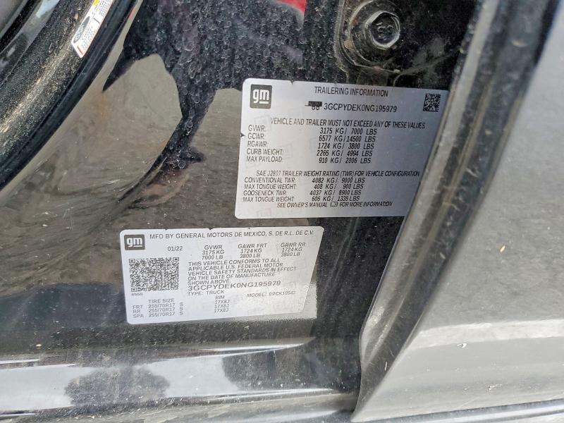 Продажа на аукционе авто 2022 Chevrolet Silverado Ltd, vin: 3GCPYDEK0NG195979, номер лота: 53139656