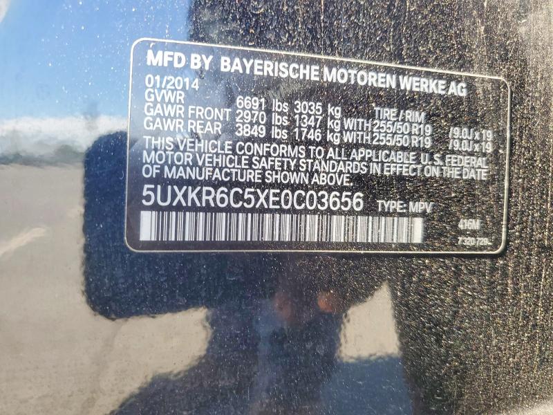 52846396 :رقم المزاد ، 5UXKR6C5XE0C03656 vin ، 2014 Bmw X5 مزاد بيع
