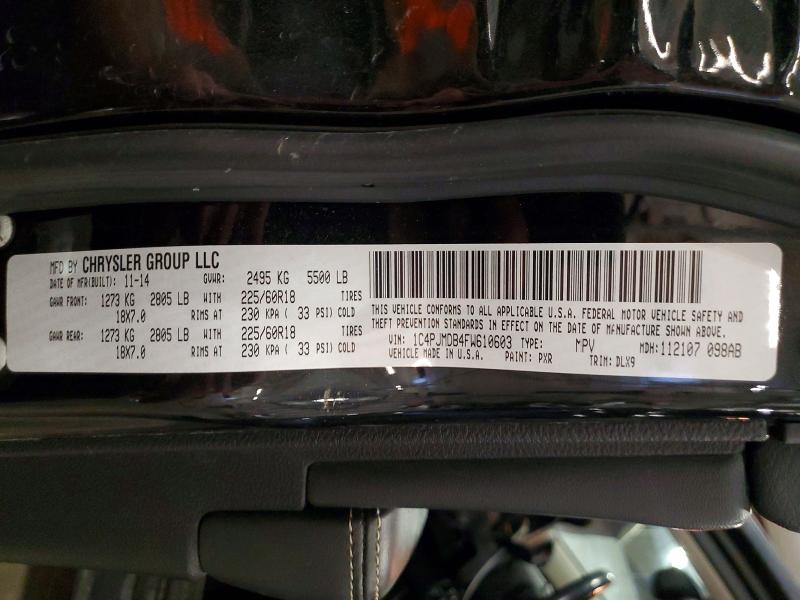 52512246 :رقم المزاد ، 1C4PJMDB4FW610603 vin ، 2015 Jeep Cherokee مزاد بيع