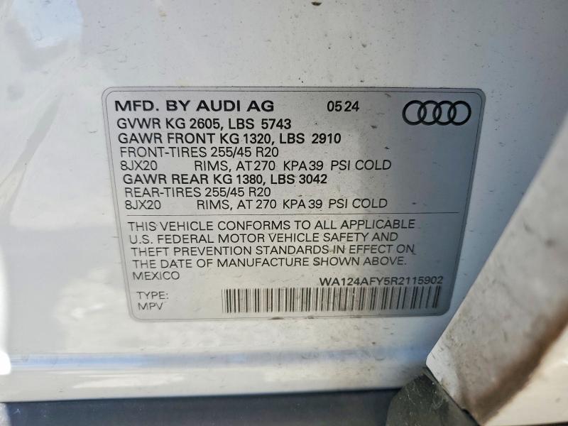 Aukcja sprzedaży 2024 Audi Sq5, vin: WA124AFY5R2115902, numer aukcji: 54679426