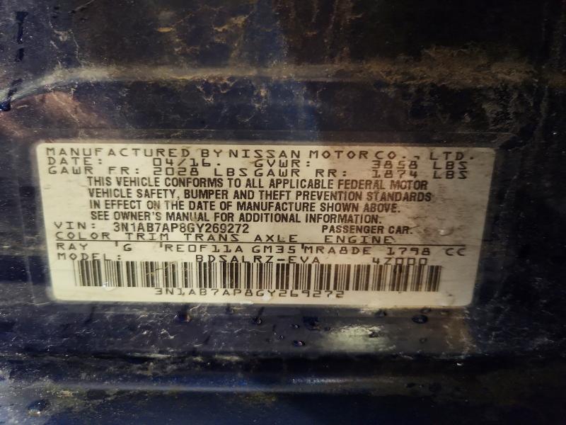 55010376 :رقم المزاد ، 3N1AB7AP8GY269272 vin ، 2016 Nissan Sentra مزاد بيع