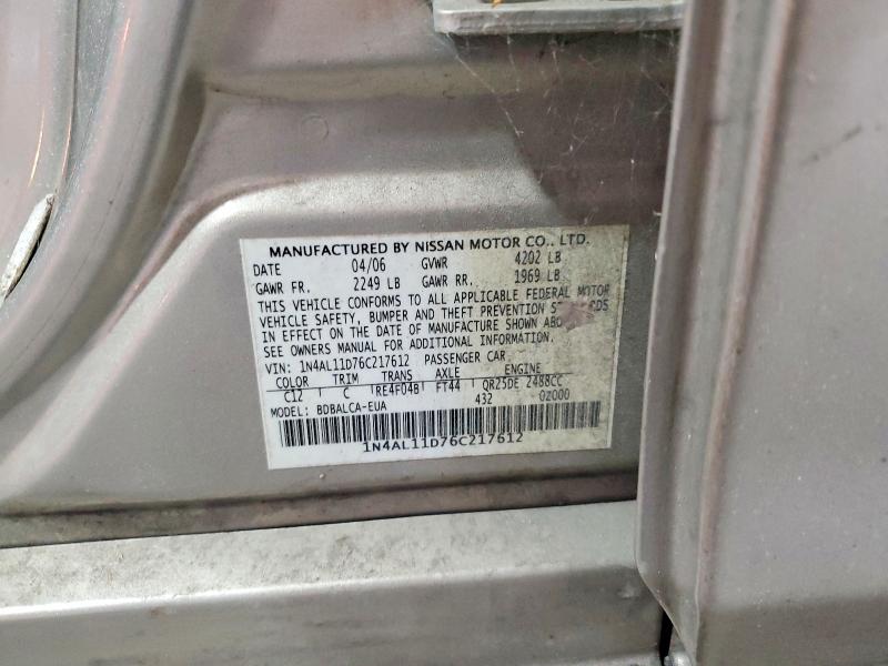 Aukcja sprzedaży 2006 Nissan Altima, vin: 1N4AL11D76C217612, numer aukcji: 52939426
