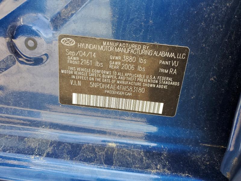 55231926 :رقم المزاد ، 5NPDH4AE4FH583180 vin ، 2015 Hyundai Elantra مزاد بيع