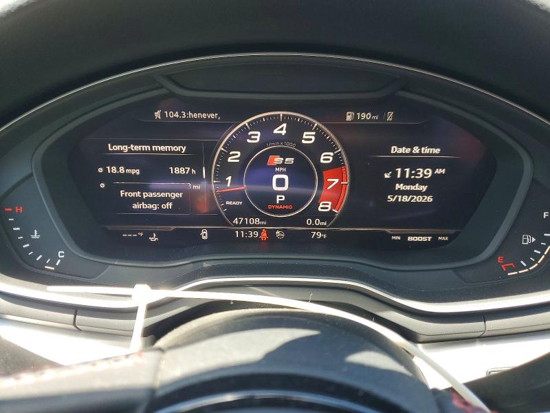 2019 Audi S5 მანქანა იყიდება აუქციონზე, vin: WAUP4AF55KA057297, აუქციონის ნომერი: 54007476
