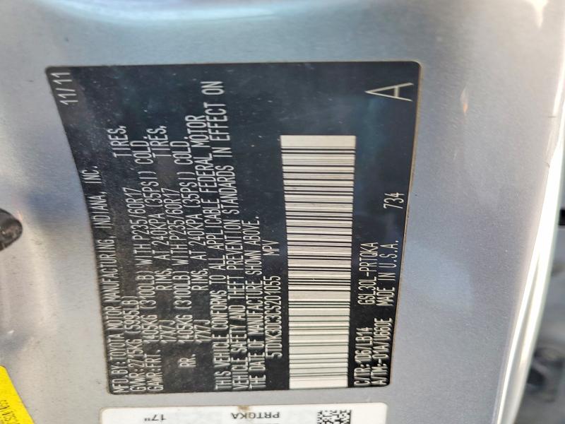 53377926 :رقم المزاد ، 5TDYK3DC3CS201055 vin ، 2012 Toyota Sienna مزاد بيع