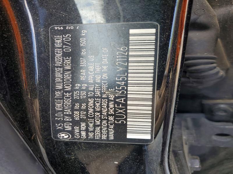 Продаж на аукціоні авто 2005 Bmw X5, vin: 5UXFA13545LY21126, номер лоту: 53440446
