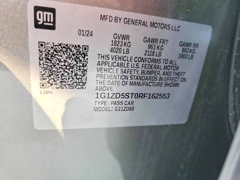 51885046 :رقم المزاد ، 1G1ZD5ST0RF162553 vin ، 2024 Chevrolet Malibu مزاد بيع