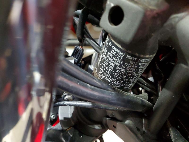 2021 Kawasaki Ex400 მანქანა იყიდება აუქციონზე, vin: JKAEXKG15MDAC9495, აუქციონის ნომერი: 54439516