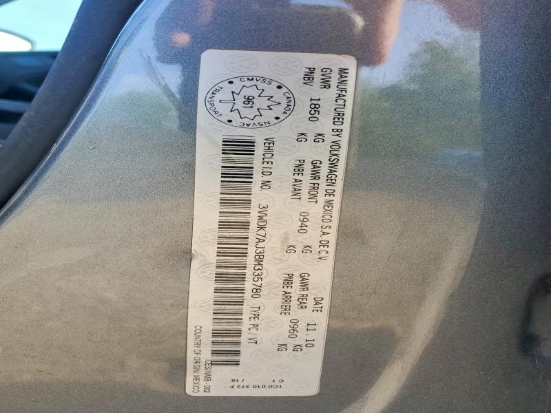 Продажа на аукционе авто 2011 Volkswagen Jetta, vin: 3VWDK7AJ3BM335780, номер лота: 52807716
