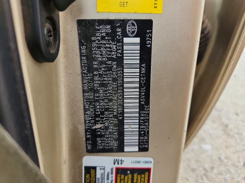 Продаж на аукціоні авто 2011 Toyota Camry, vin: 4T1BF3EK5BU190355, номер лоту: 54161196