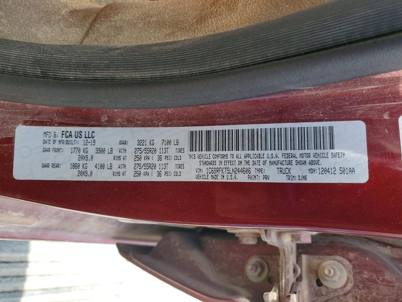 2020 Ram 1500 მანქანა იყიდება აუქციონზე, vin: 1C6SRFKT5LN244606, აუქციონის ნომერი: 53026336