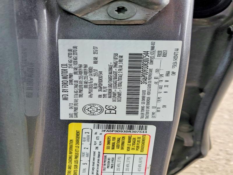 51792666 :رقم المزاد ، 3FA6P0D93DR307544 vin ، 2013 Ford Fusion مزاد بيع