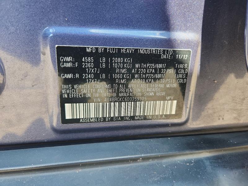 Aukcja sprzedaży 2013 Subaru Outback, vin: 4S4BRCKC6D3259325, numer aukcji: 53572966