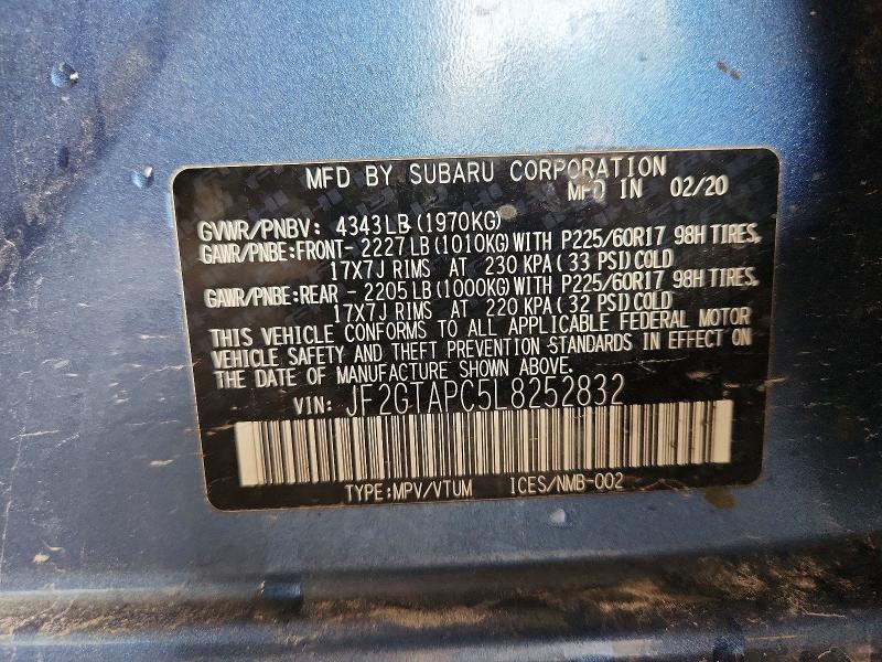 Продаж на аукціоні авто 2020 Subaru Crosstrek, vin: JF2GTAPC5L8252832, номер лоту: 53263486