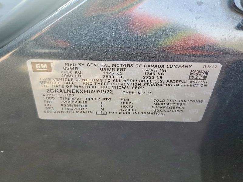 Aukcja sprzedaży 2017 Gmc Terrain, vin: 2GKALNEKXH6279922, numer aukcji: 52319236