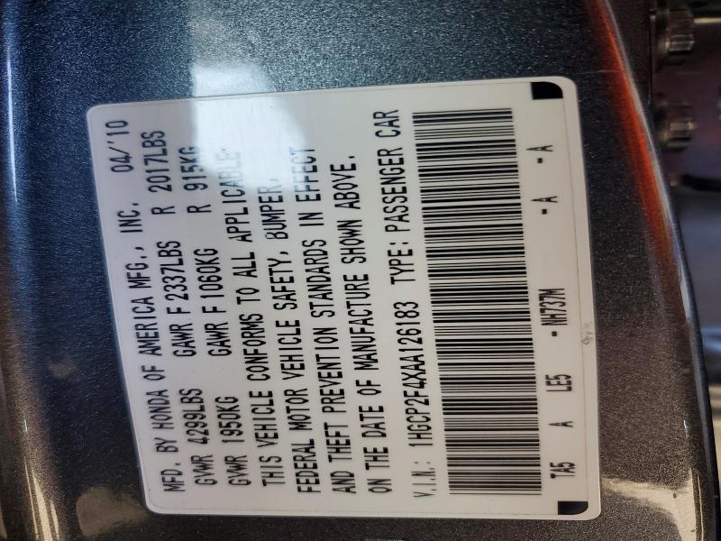 Продажа на аукционе авто 2010 Honda Accord, vin: 1HGCP2F4XAA126183, номер лота: 53611596