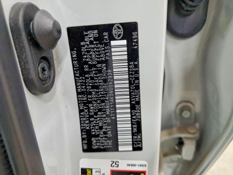 Продаж на аукціоні авто 2022 Toyota Camry, vin: 4T1T11AK0NU042938, номер лоту: 54713036