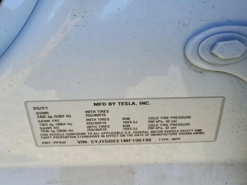 Aukcja sprzedaży 2021 Tesla Model Y, vin: 5YJYGDEE1MF198198, numer aukcji: 55014966