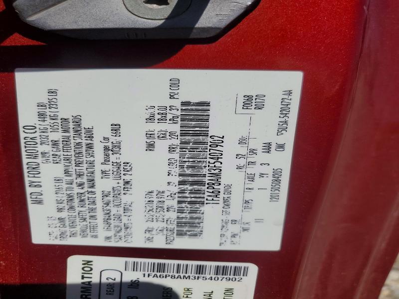 2015 Ford Mustang მანქანა იყიდება აუქციონზე, vin: 1FA6P8AM3F5407902, აუქციონის ნომერი: 53087056