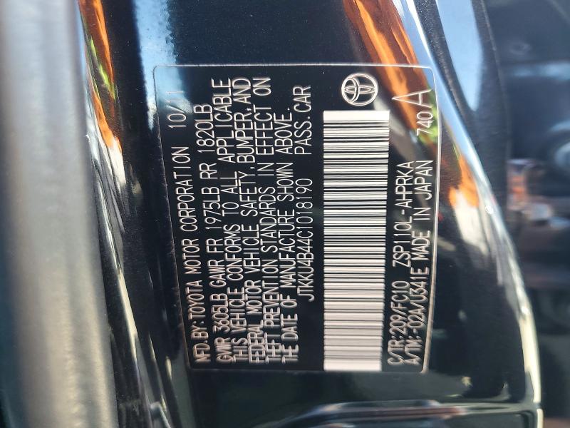 Aukcja sprzedaży 2012 Toyota Scion, vin: JTKKU4B44C1018190, numer aukcji: 55003436