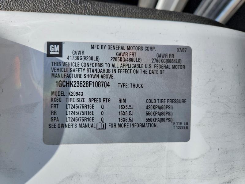 Продаж на аукціоні авто 2008 Chevrolet Silverado, vin: 1GCHK23628F108704, номер лоту: 54130126