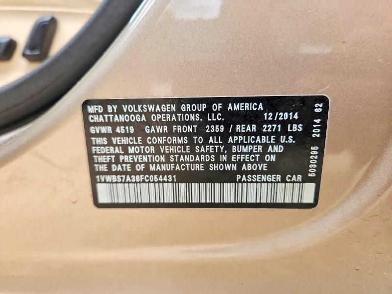 Продаж на аукціоні авто 2015 Volkswagen Passat, vin: 1VWBS7A38FC054431, номер лоту: 53787956