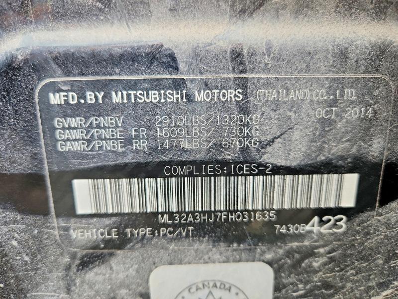 Продаж на аукціоні авто 2015 Mitsubishi Mirage, vin: ML32A3HJ7FH031635, номер лоту: 51862496