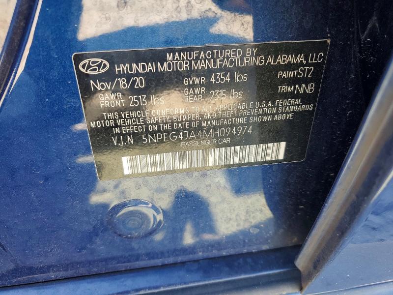 Aukcja sprzedaży 2021 Hyundai Sonata, vin: 5NPEG4JA4MH094974, numer aukcji: 53623856