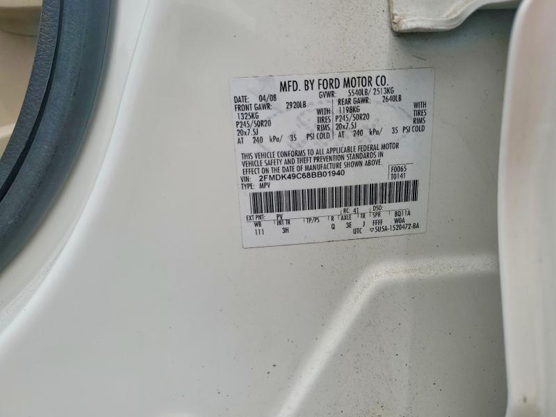 Продажа на аукционе авто 2008 Ford Edge, vin: 2FMDK49C68BB01940, номер лота: 53208806