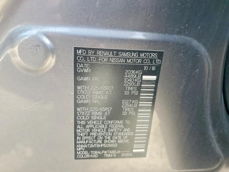 53799196 :رقم المزاد ، KNMAT2MT6HP505653 vin ، 2017 Nissan Rogue مزاد بيع