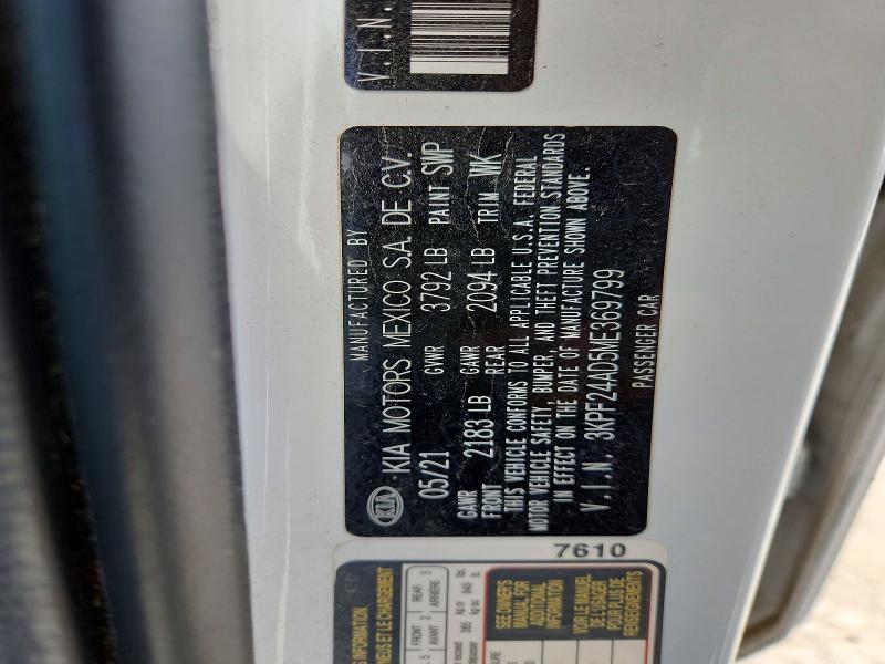 54600786 :رقم المزاد ، 3KPF24AD5ME369799 vin ، 2021 Kia Forte مزاد بيع